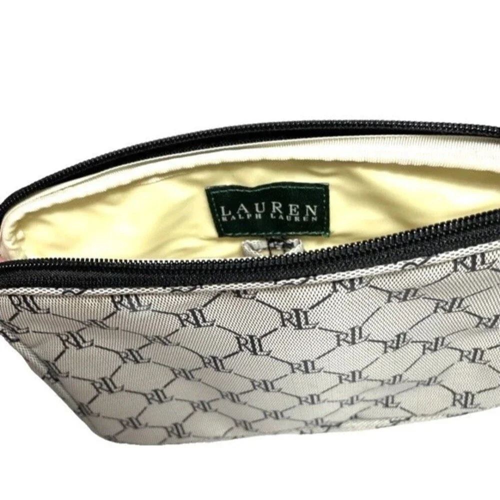 3 Lauren Ralph Lauren Cosmetic Accessory Pouches Bag Logo VTG Gray Diamond